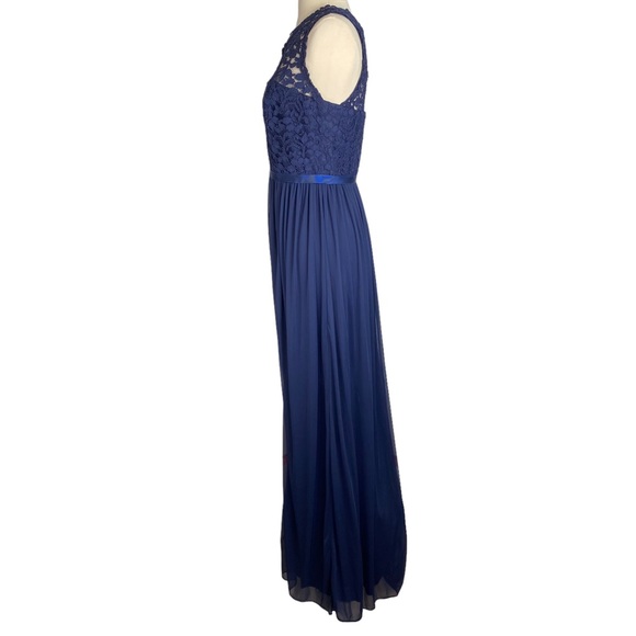David's Bridal Marine Navy Blue One Shoulder Lace Bridesmaid Dress Size 8